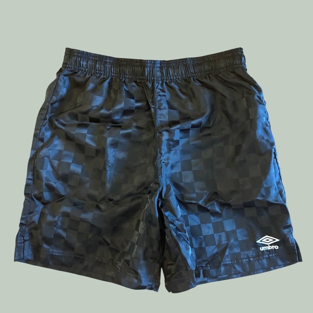 Umbro Black Checkerboard Nylon Athletic Soccer Shorts Mens XL Vintage Y2K Style